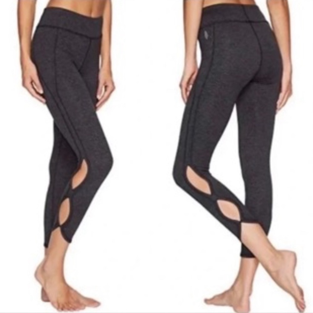 Free People Movement Infinity Leggings Crop Cut Out Charcoal Grey Size Small